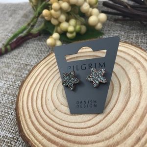 NEW Rose Goldtone Blue Crystal Star Stud Earrings